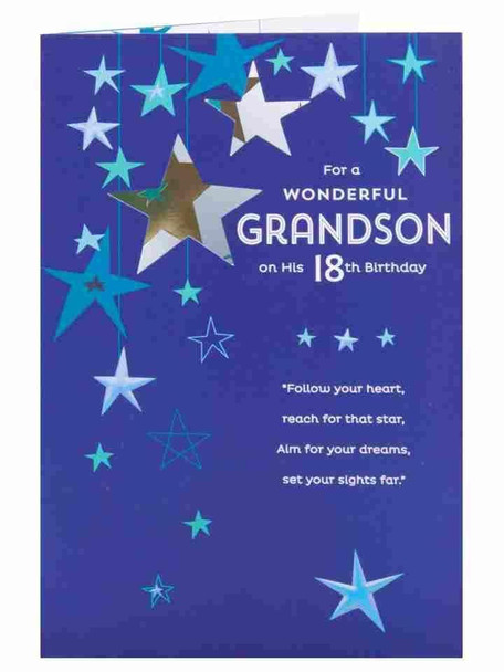 Hanging Stars Age 18th Grandson Happy 18 Birthday Card