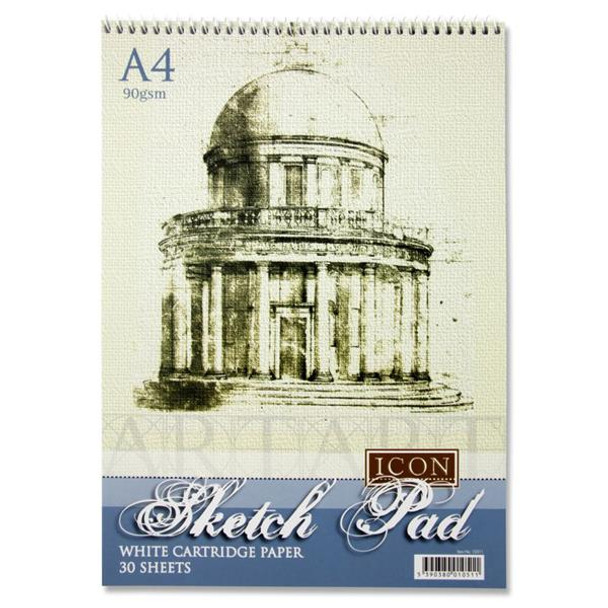 Icon A4 90gsm Spiral Sketch Pad 30 Sheets