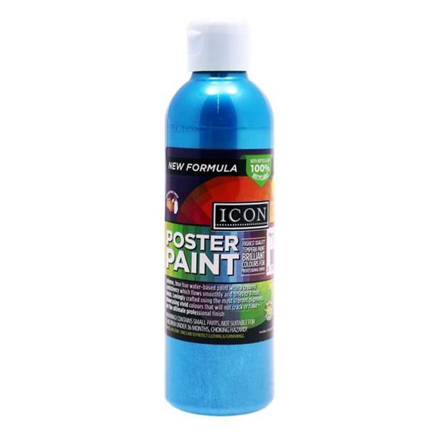 300ml Blue Pearlescent Poster Paint by Icon Art