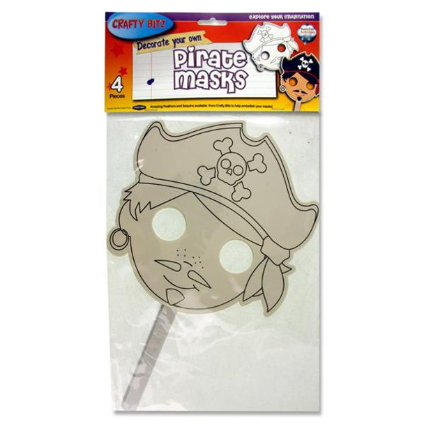 Pack of 4 Decorate Your Own Pirate Masks by Crafty Bitz