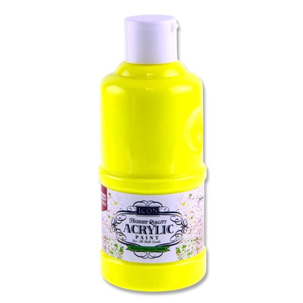 Neon Yellow Acrylic Paint 250ml by Icon Art