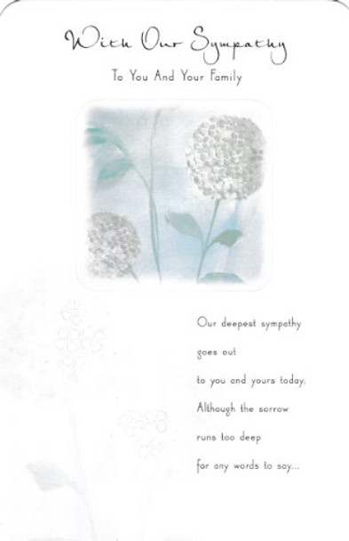 6x You and Your Family With Our Sympathy Condolences Greetings Cards