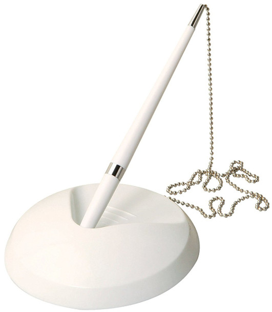 White Reception Counter Pen on Chain