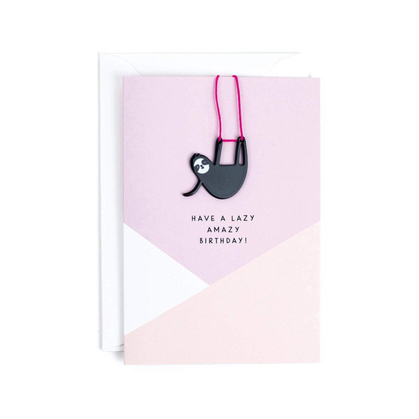 Hotchpotch Have A Lazy Amazy Day Card with Sloth Plastic Necklace