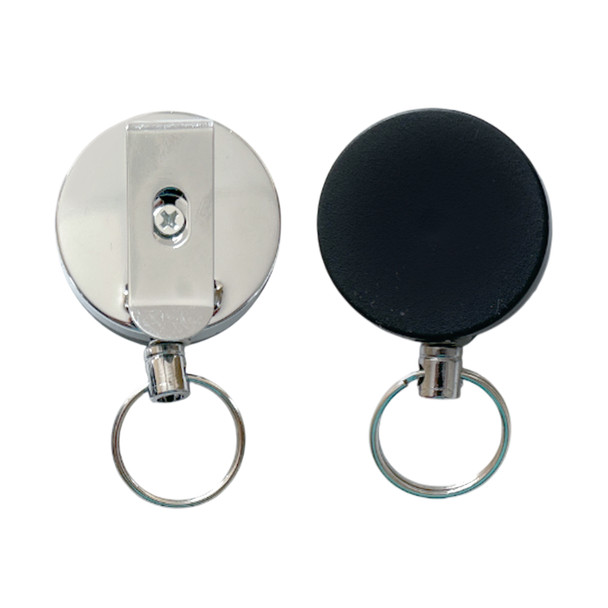 Round Retractable Key Reel with Key Ring