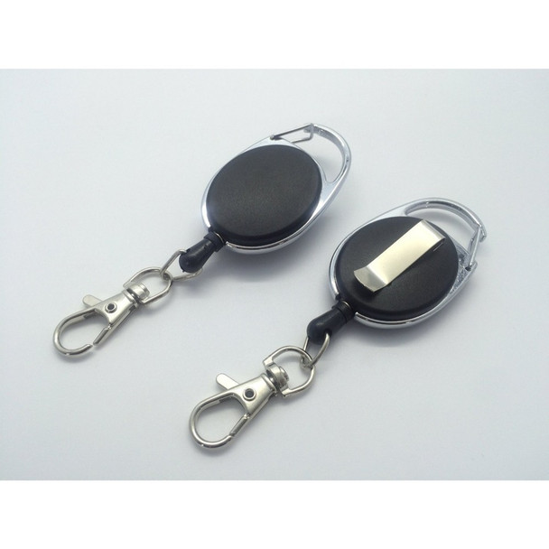 Black Retractable Key Reel with Carabiner