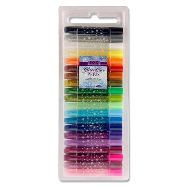 Pack of 20 Glitter Glue Pens by Icon Art