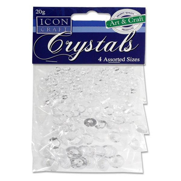 Pack of 20g 4-12mm Clear Crystals by Icon Craft