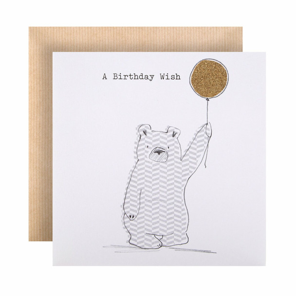 A Birthday Wish Golden Glitter Balloon Card Hallmark