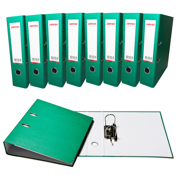 Pack of 10 A4 Green Paperbacked Lever Arch Files by Janrax