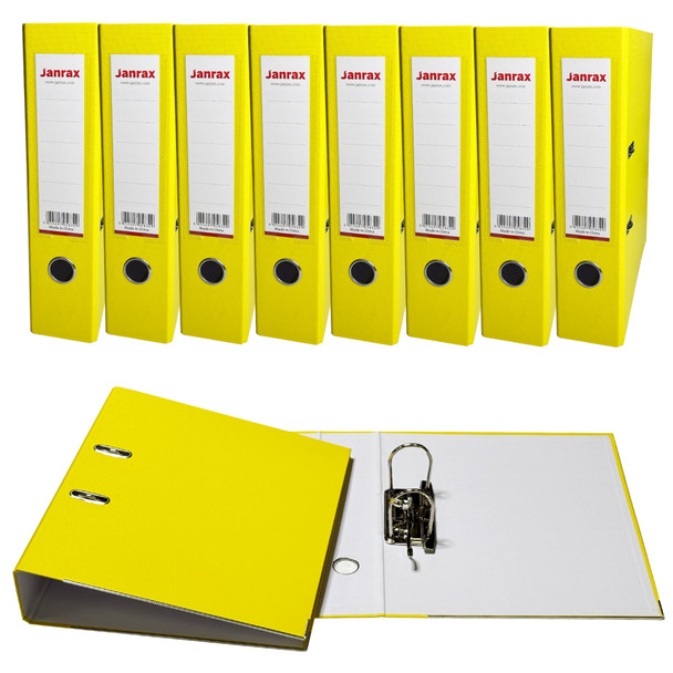 Pack of 50 A4 Yellow Paperbacked Lever Arch Files by Janrax