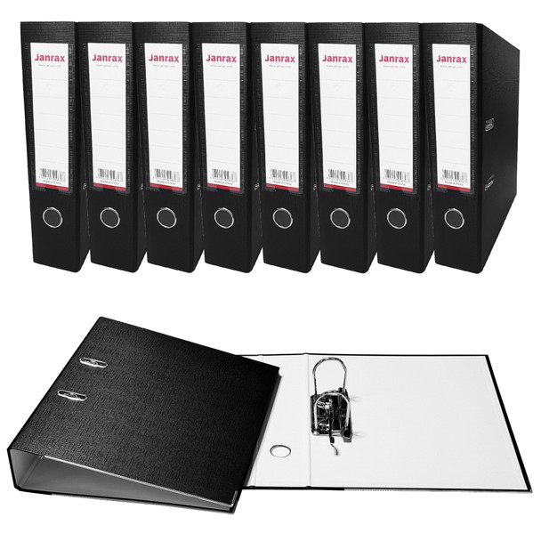 Pack of 5 A4 Black Paperbacked Lever Arch Files by Janrax