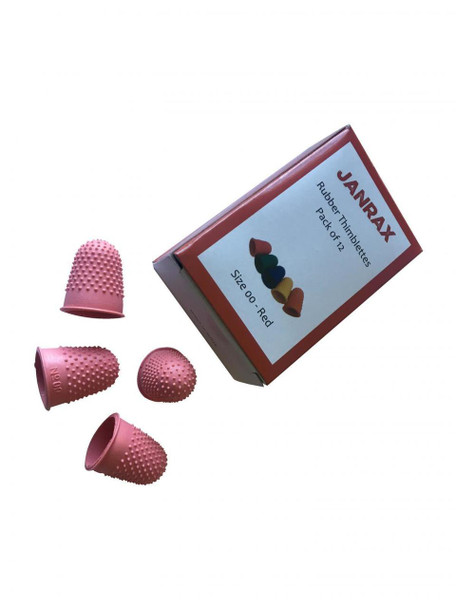 Pack of 12 Red No.00 Rubber Thimblettes - Extra Small Thimble Finger Cones