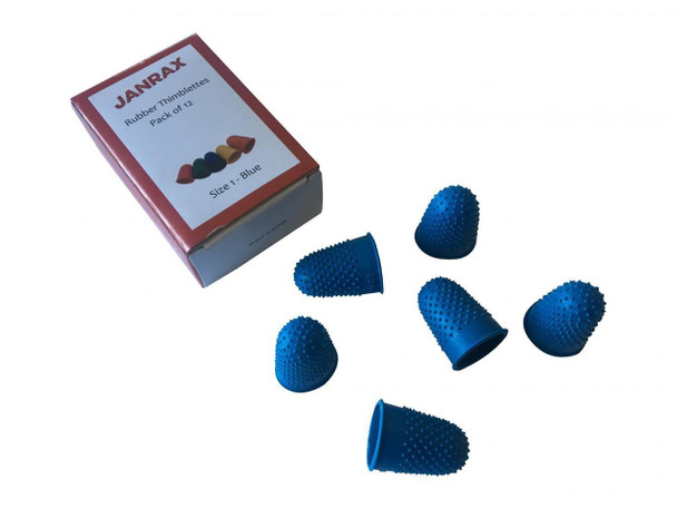 Pack of 12 Blue No.1 Rubber Thimblettes - Medium Thimble Finger Cones