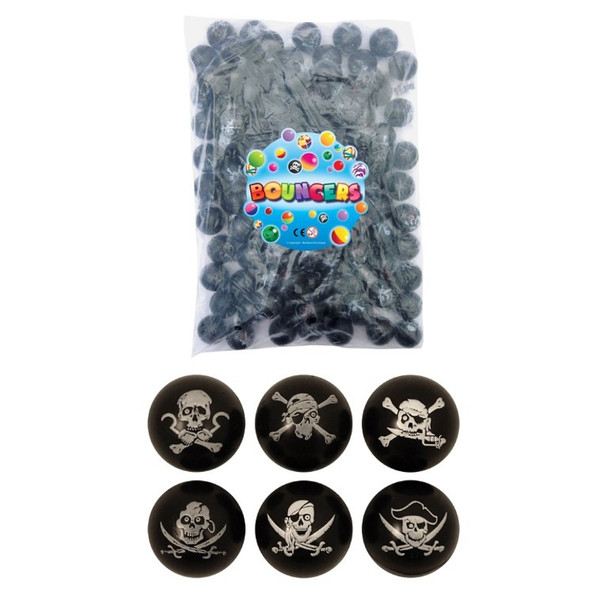 Bag of 100 3.3cm Pirate Skull and Crossbones Bouncy Balls