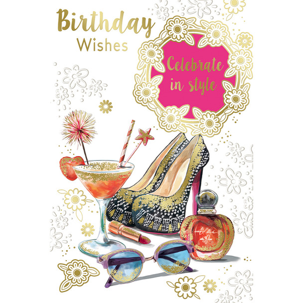 Birthday Wishes Celebrate in Style Open Female Fashionable Design Celebrity Style Card