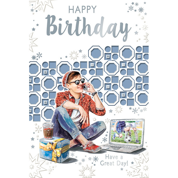 Have a Great Day Open Male Celebrity Style Happy Birthday Card