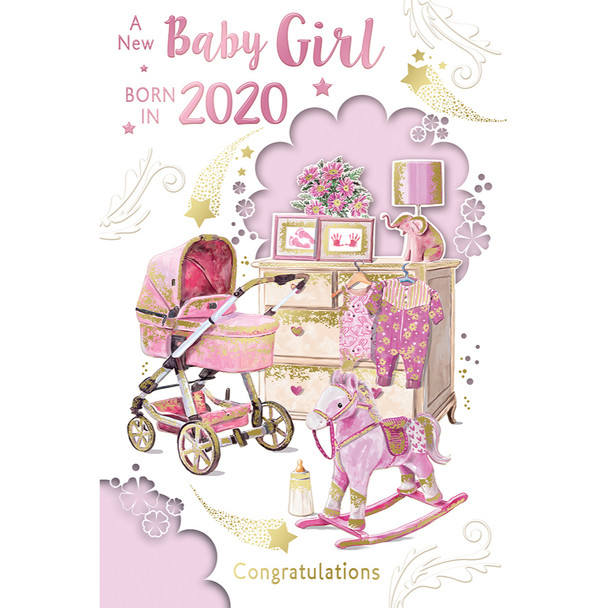 A New Baby Girl Born In 2020 Congratulations Celebrity Style Greeting Card