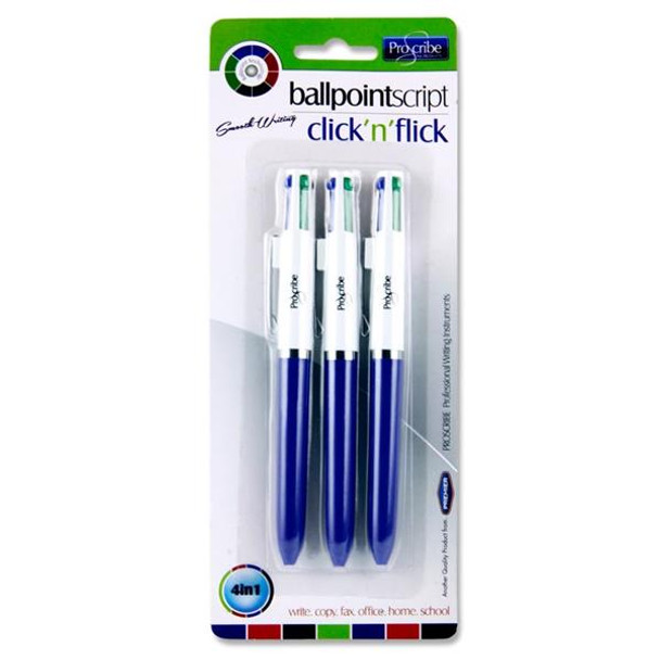 Pack of 3 4-in1 Ballpoint Pens by Pro:scribe
