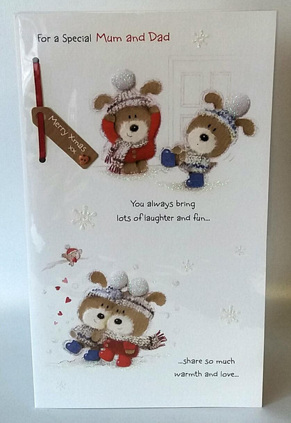 Mum and Dad Christmas Card with Adorable Couple Woof