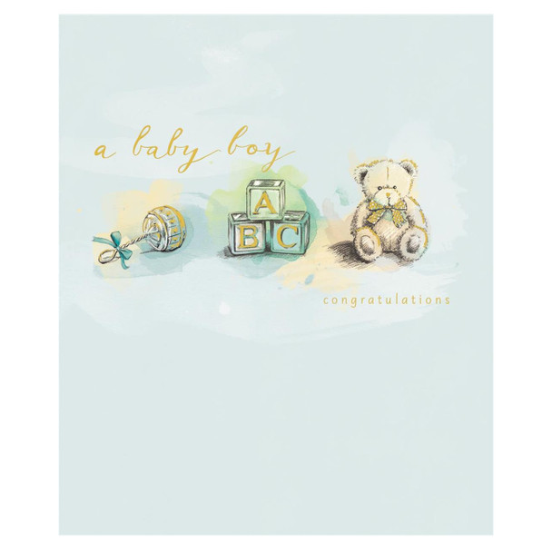 A Baby Boy Cute Teddy Congratulations Card