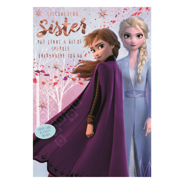 Frozen 2 Spectacular Sister Birthday Card with Super Cool Activity Inside