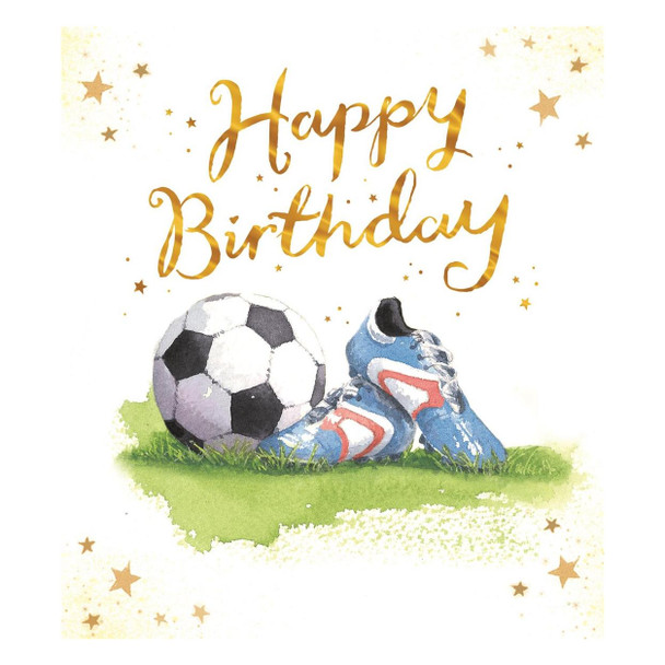 Foil Finished Football Design Open Male Birthday Card