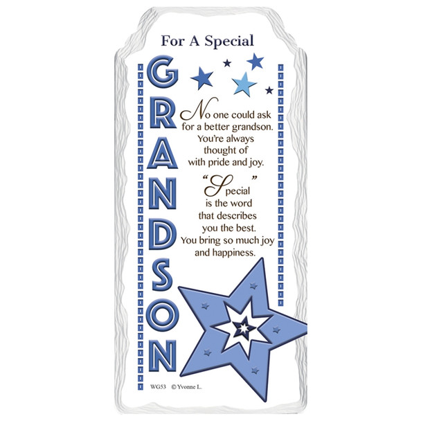 For a Special Grandson Star Design Sentimental Handcrafted Ceramic Plaque