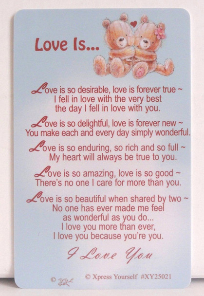 Love Is Nice Verse Sentiment Keepsake Wallet Purse Greeting Card