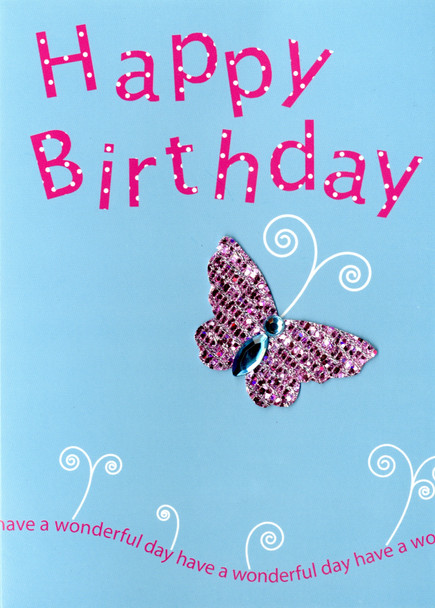 YOURS TRULY HAPPY BIRTHDAY CARD HANDMADE PINK BUTTERFLY