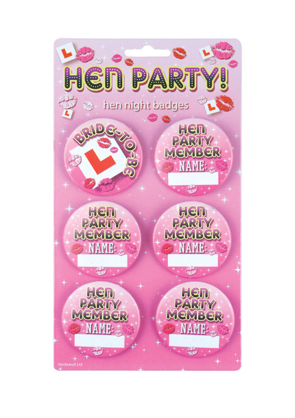 Pack of 6 Hen Night Party Badges