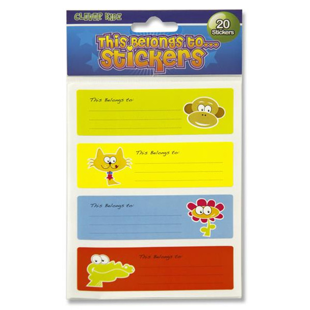 Pack of 20 Self Adhesive "This Belongs To..." Stickers by Clever Kidz