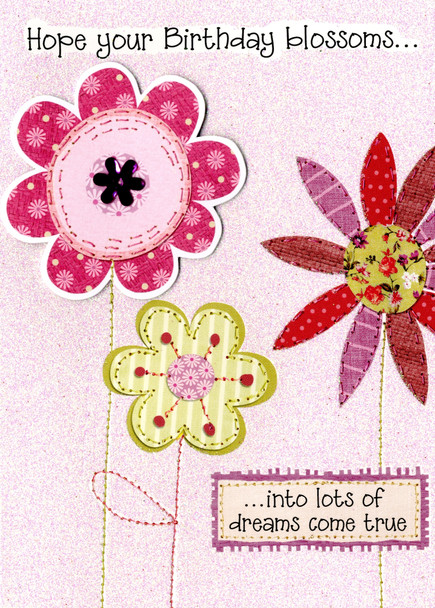 HOPE YOUR BIRTHDAY BLOSSOMS INTO LOTS OF DREAMS COME TRUE CARD
