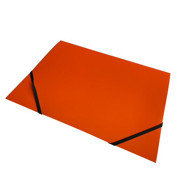 Pack of 120 Janrax A4 Orange Laminated Card 3 Flap Folders with Elastic Closure