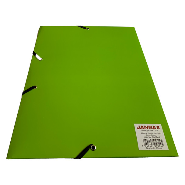 Pack of 120 Janrax A4 Green Laminated Card 3 Flap Folders with Elastic Closure