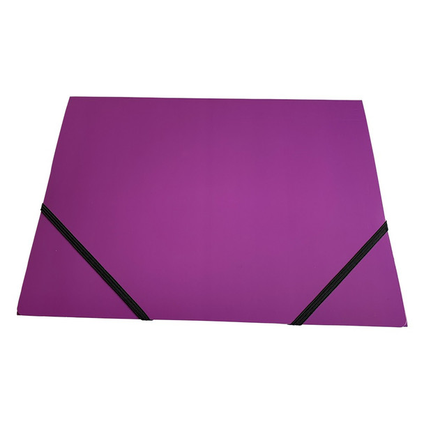 Pack of 120 Janrax A4 Purple Laminated Card 3 Flap Folders with Elastic Closure