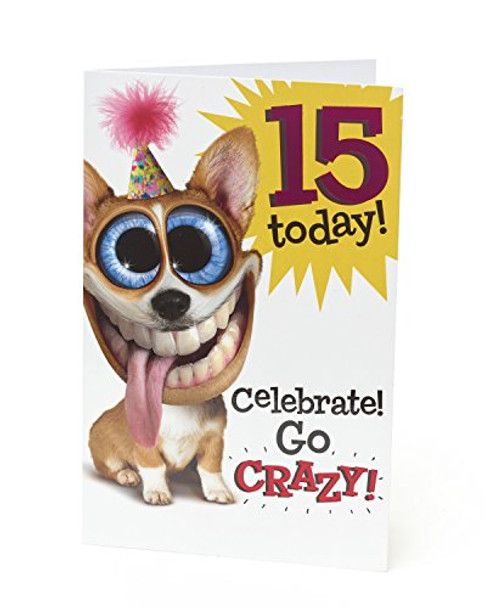 Celebrate Go Crazy 15th Birthday Card	