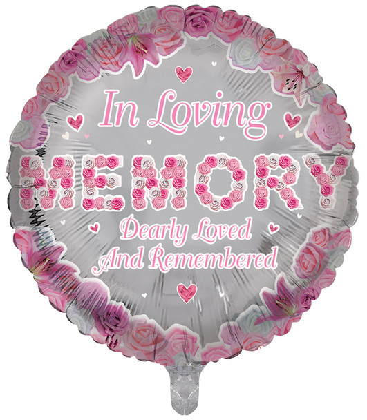 In Loving Memory Pink Round Remembrance Balloon
