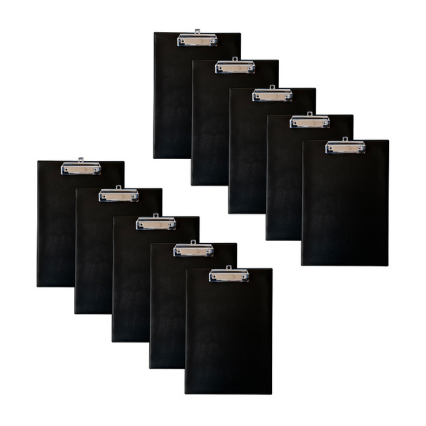 Pack of 12 Janrax A4 Black PVC Single Clipboards