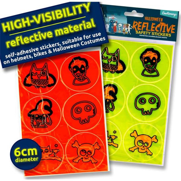 Pack of 6 Halloween High-visibility Reflective Safety Stickers by Emotionery