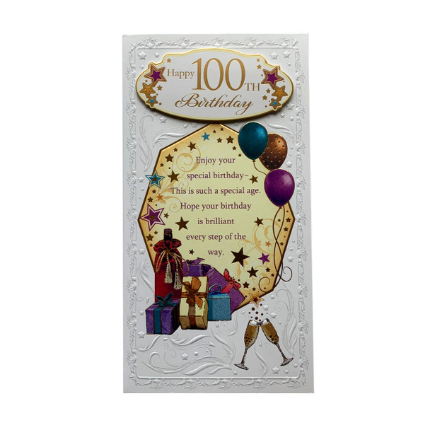 Happy 100th Birthday Open Soft Whispers Card