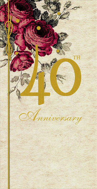 Beautifully Rose Design Ruby 40th Wedding Anniversary Card