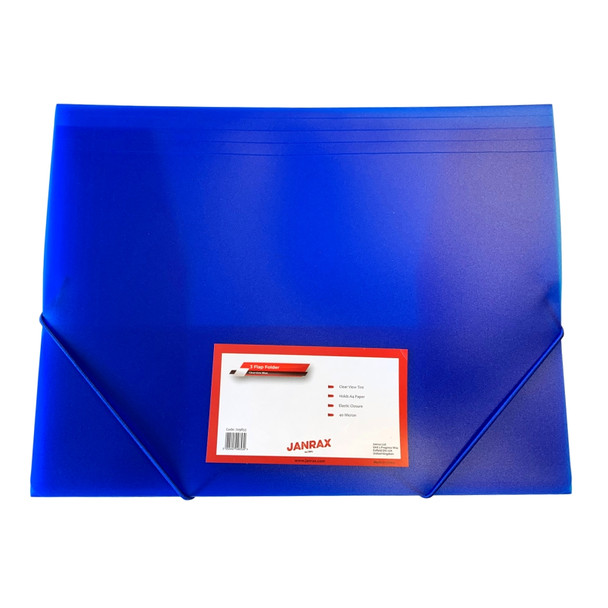 Pack of 12 A4 Clearview Blue 3 Flap Folders with Elasticated Closure