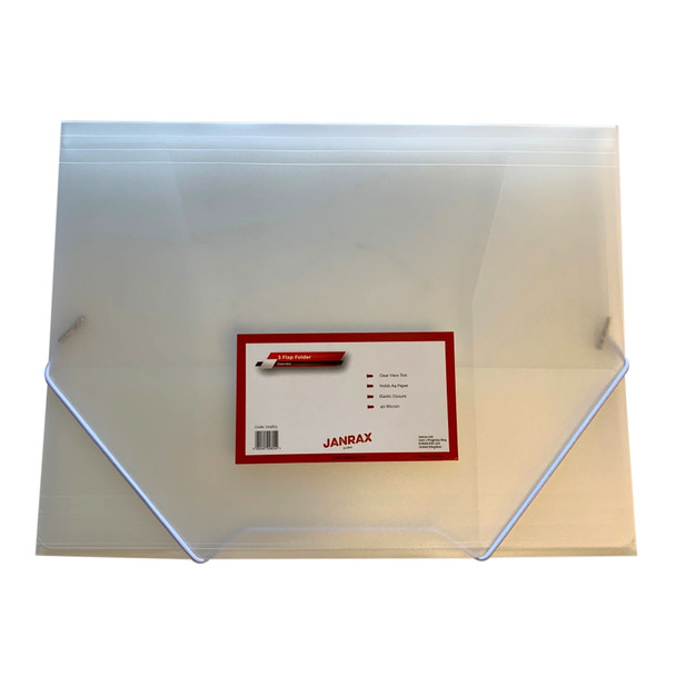 Pack of 12 A4 Clear 3 Flap Folders with Elasticated Closure