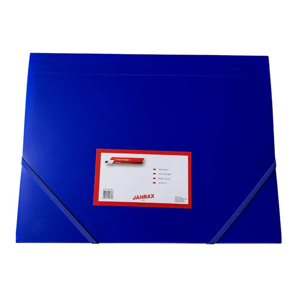 Pack of 12 A4 Blue 3 Flap Folders with Elasticated Closure