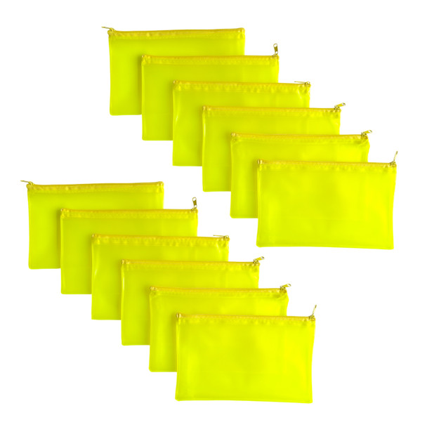 Pack of 12 8x5" Frosted Yellow Pencil Cases