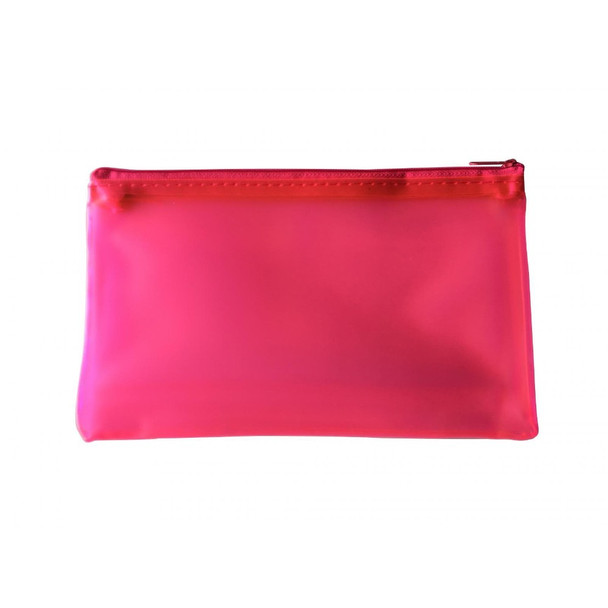 Pack of 12 8x5" Frosted Pink Pencil Cases