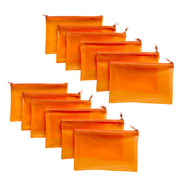 Pack of 12 8x5" Frosted Orange Pencil Cases