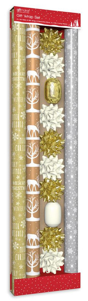 Composite Gold and Cream Christmas Gift Wrapping Set