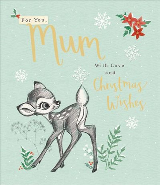For A Mum With Love And Wishes Funny Deer Design Christmas Card